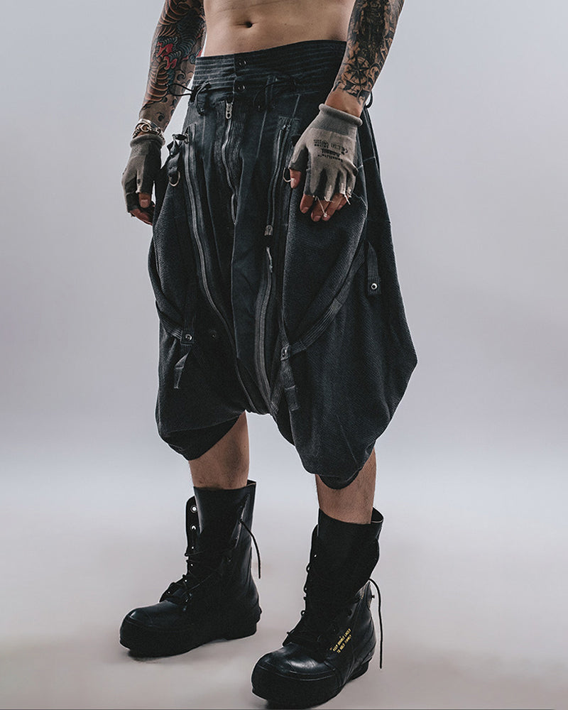 Post-Apocalyptic Relaxed Drop-Crotch Shorts
