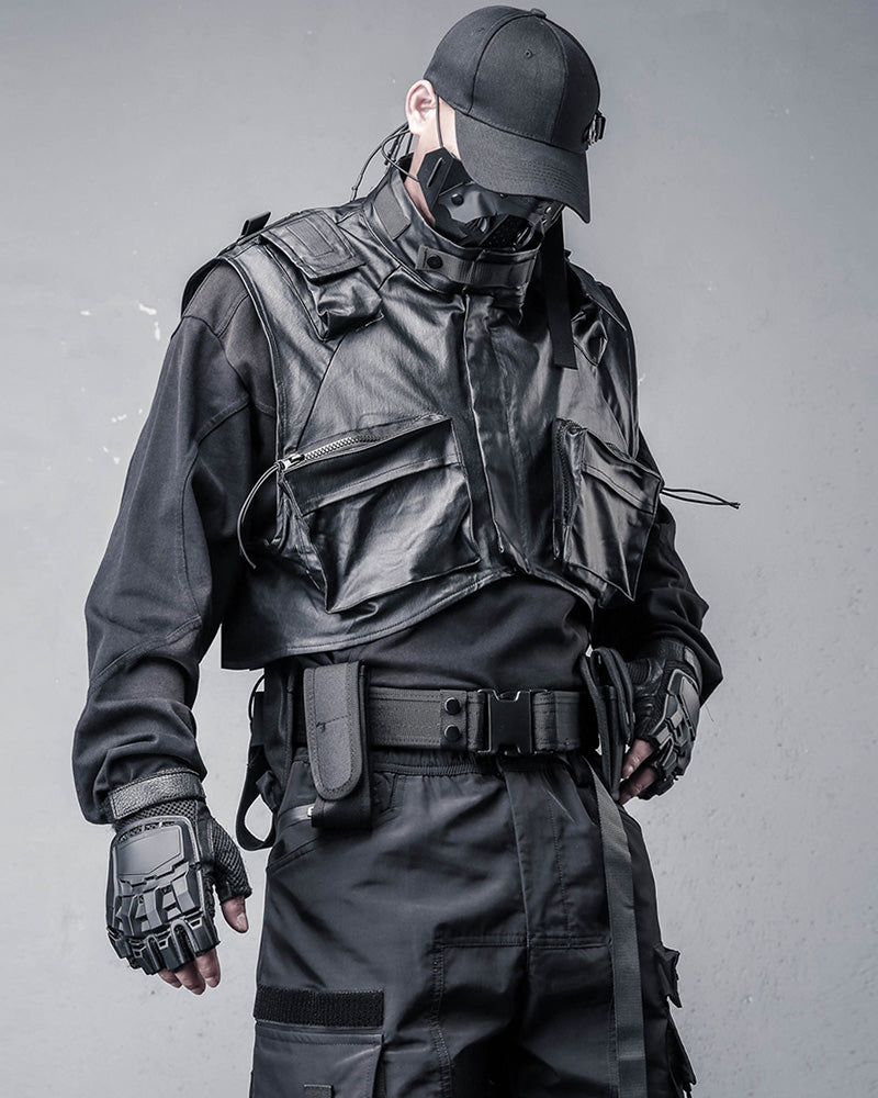 Techwear Coated Utility Cropped Tactical Vest
