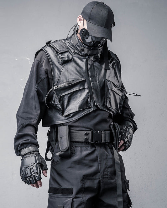 Techwear Coated Utility Cropped Tactical Vest