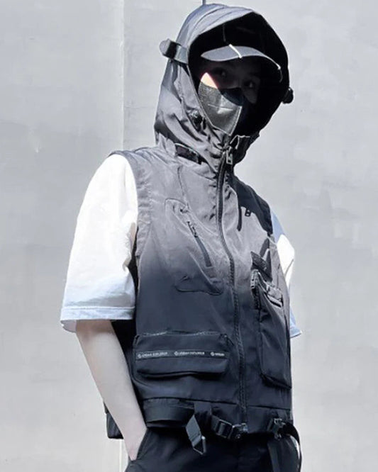 Functional Multi-Pocket Cargo Hooded Vest