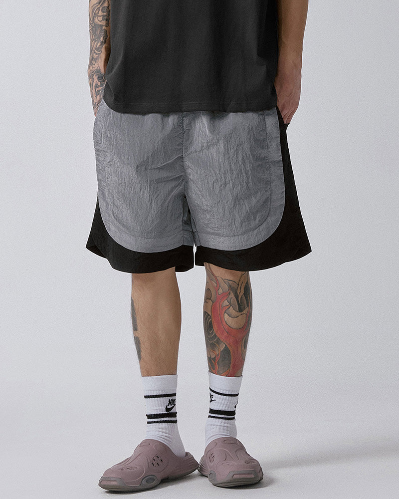 Metallic Nylon Panel Shorts