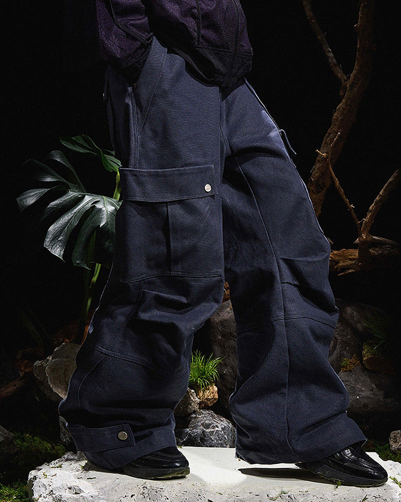 Multi-Pocket Oversized Workwear Cargo Pants Dark Gray