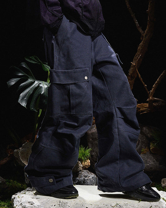 Multi-Pocket Oversized Workwear Cargo Pants Dark Gray