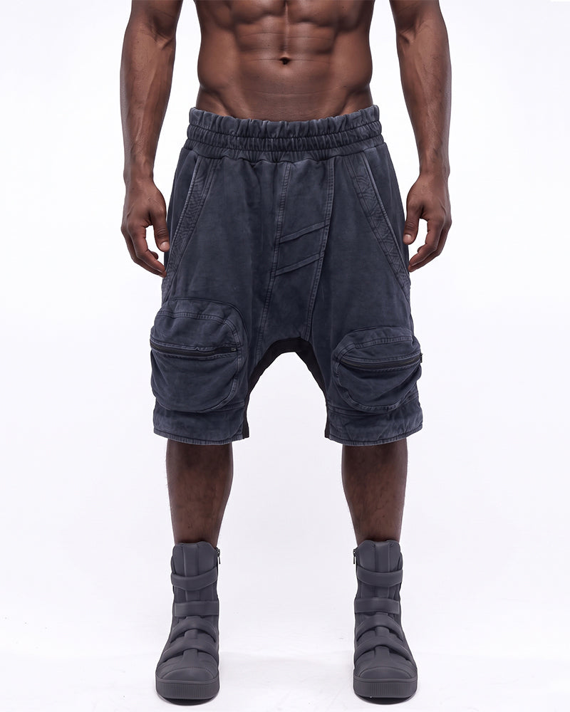 Post-Apocalyptic Washed Asymmetric Cargo Shorts
