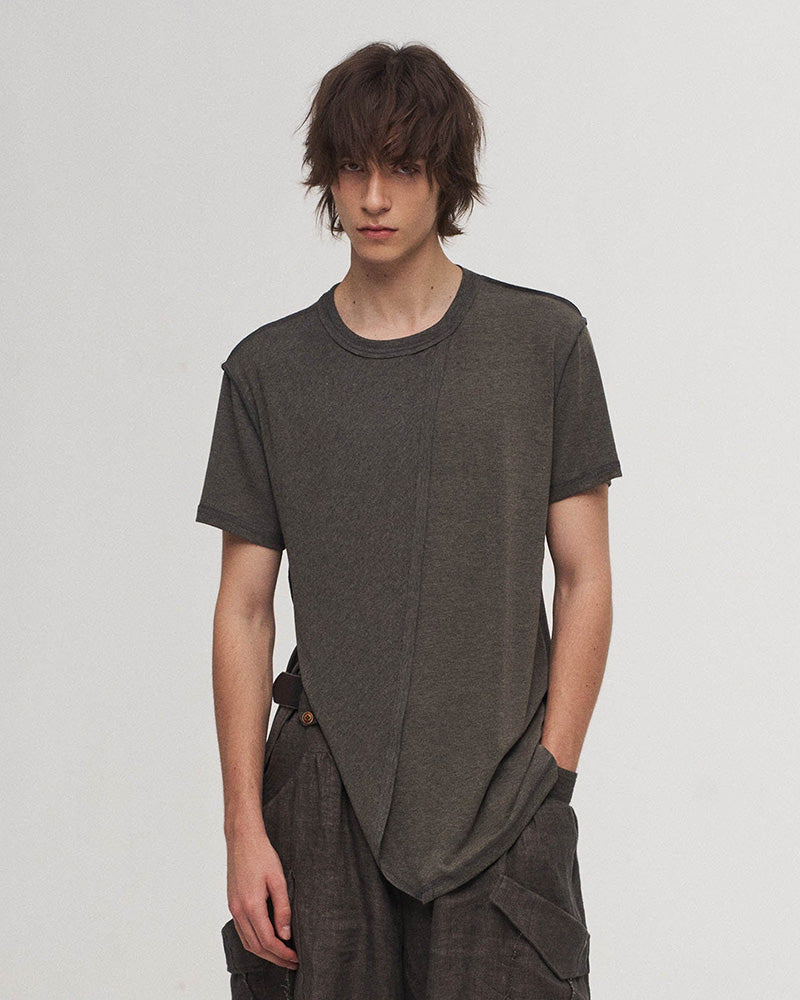Asymmetrical Layered Spliced T-Shirt