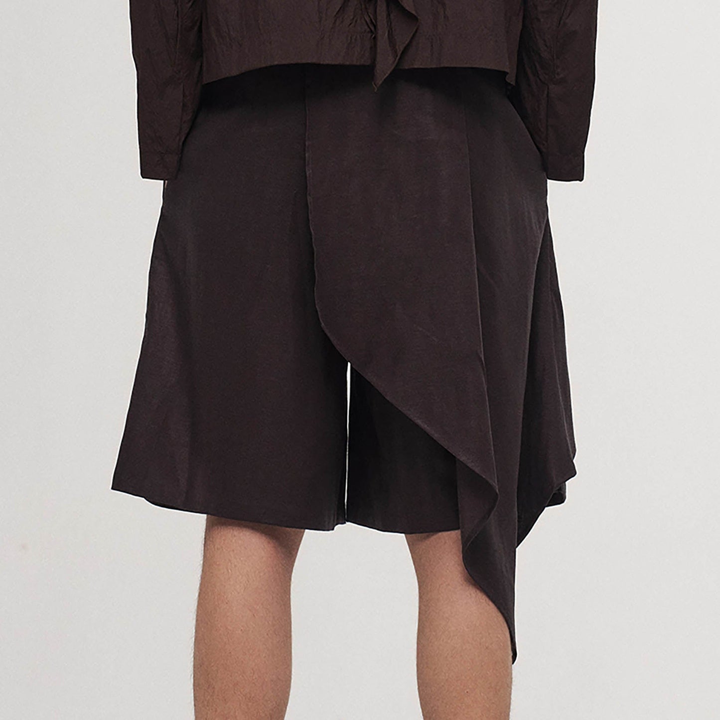 Asymmetrical Draped Pleated Shorts