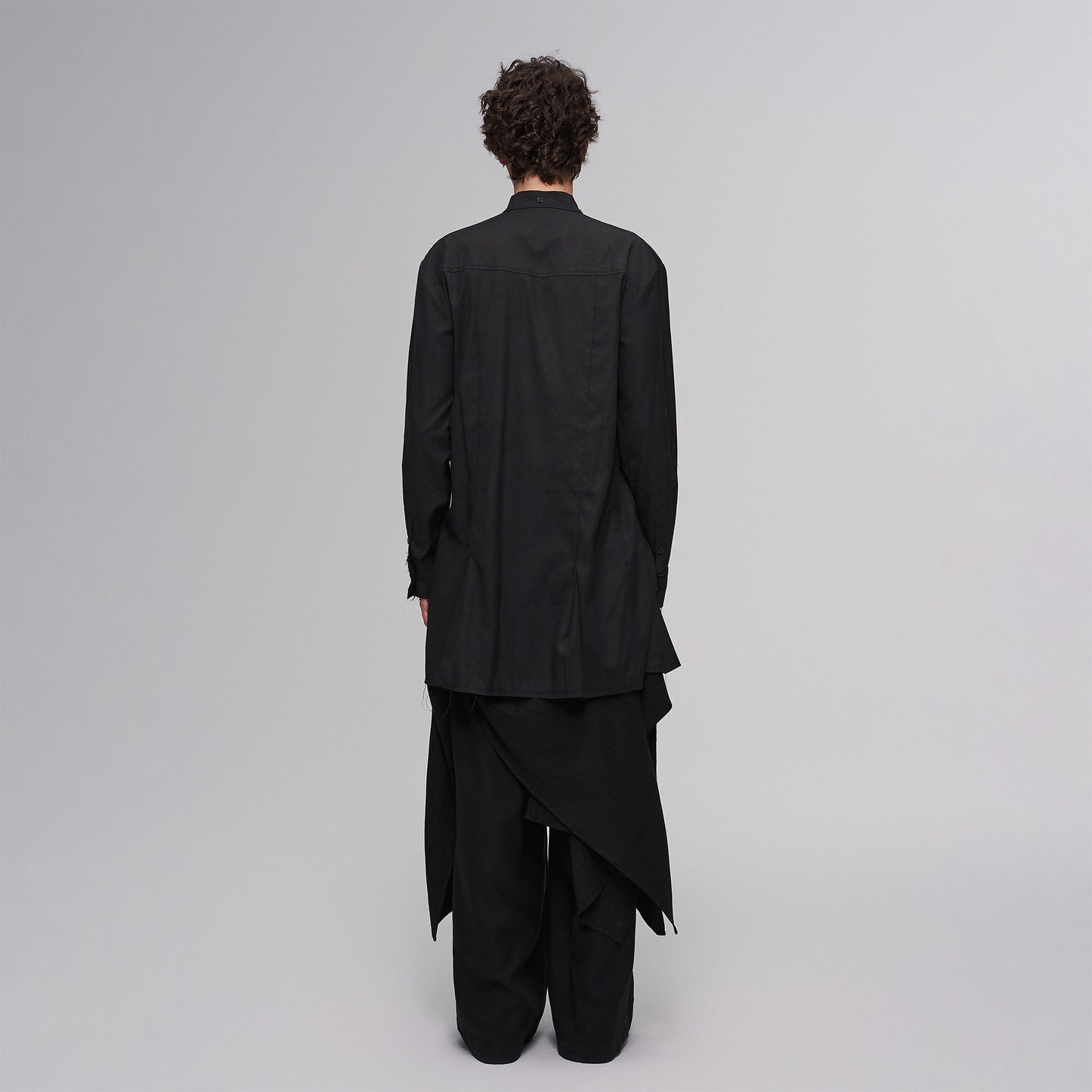 Asym Draped Raw-Edged Shirt