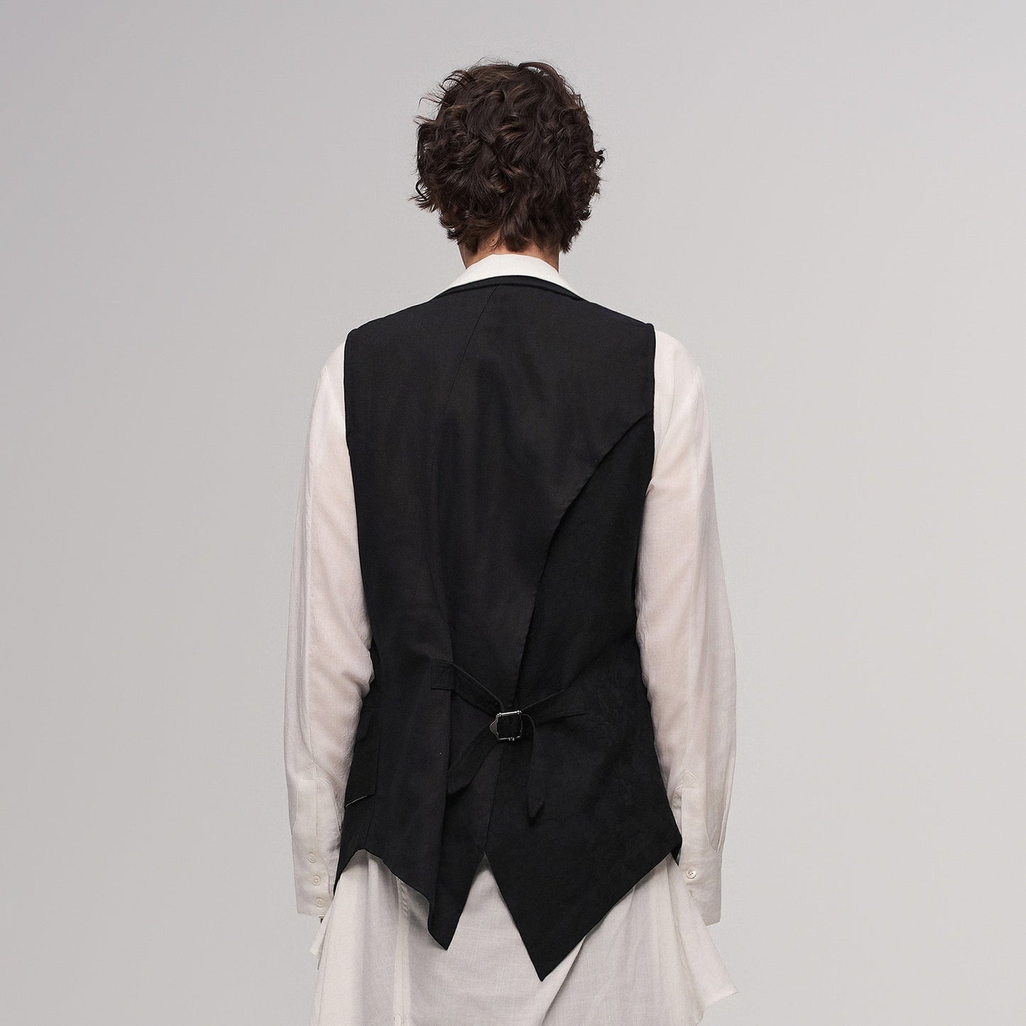 Distressed Frayed Petal-Collar Vest