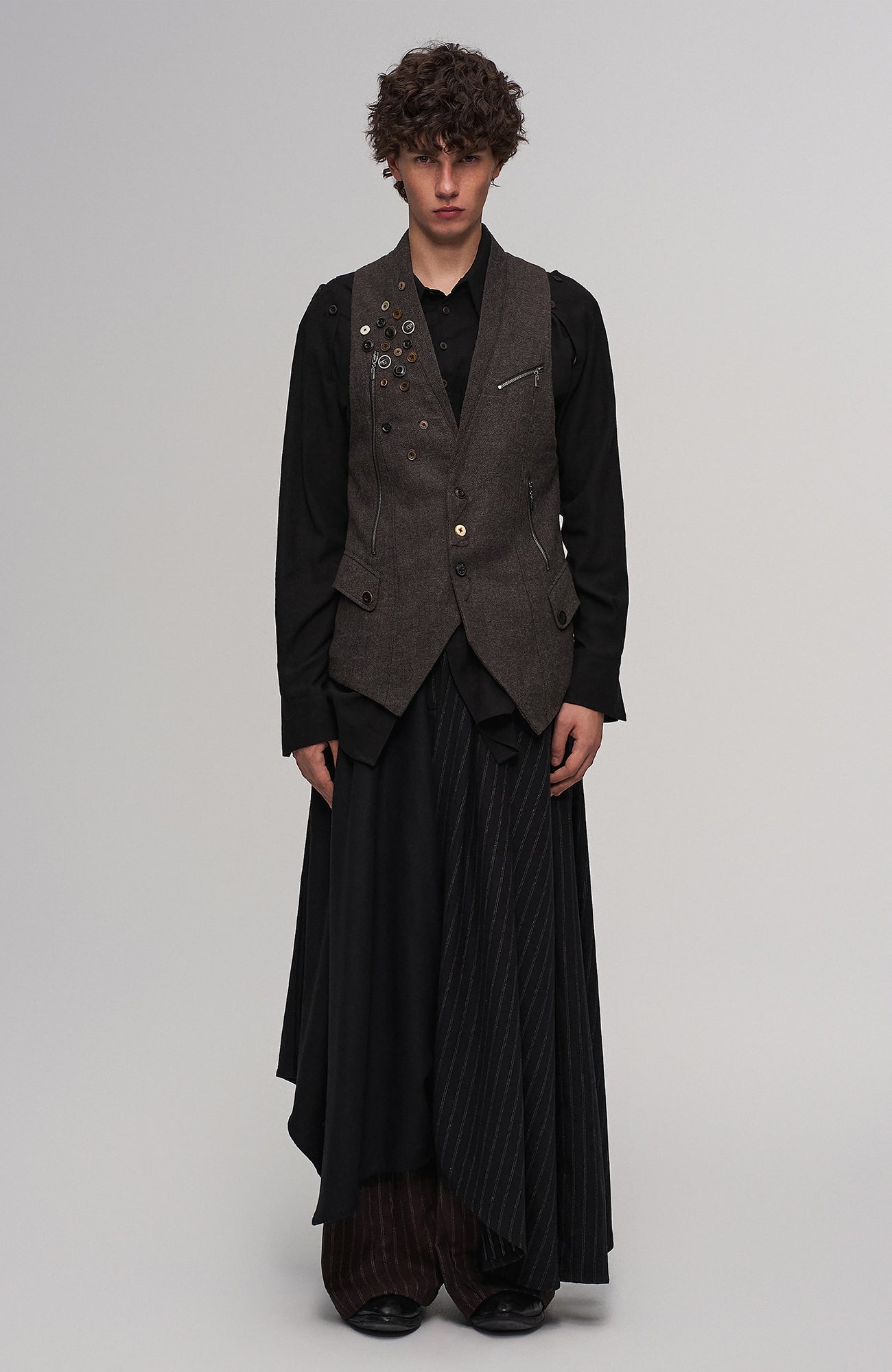 Asymmetrical Draped Seamed Shirt