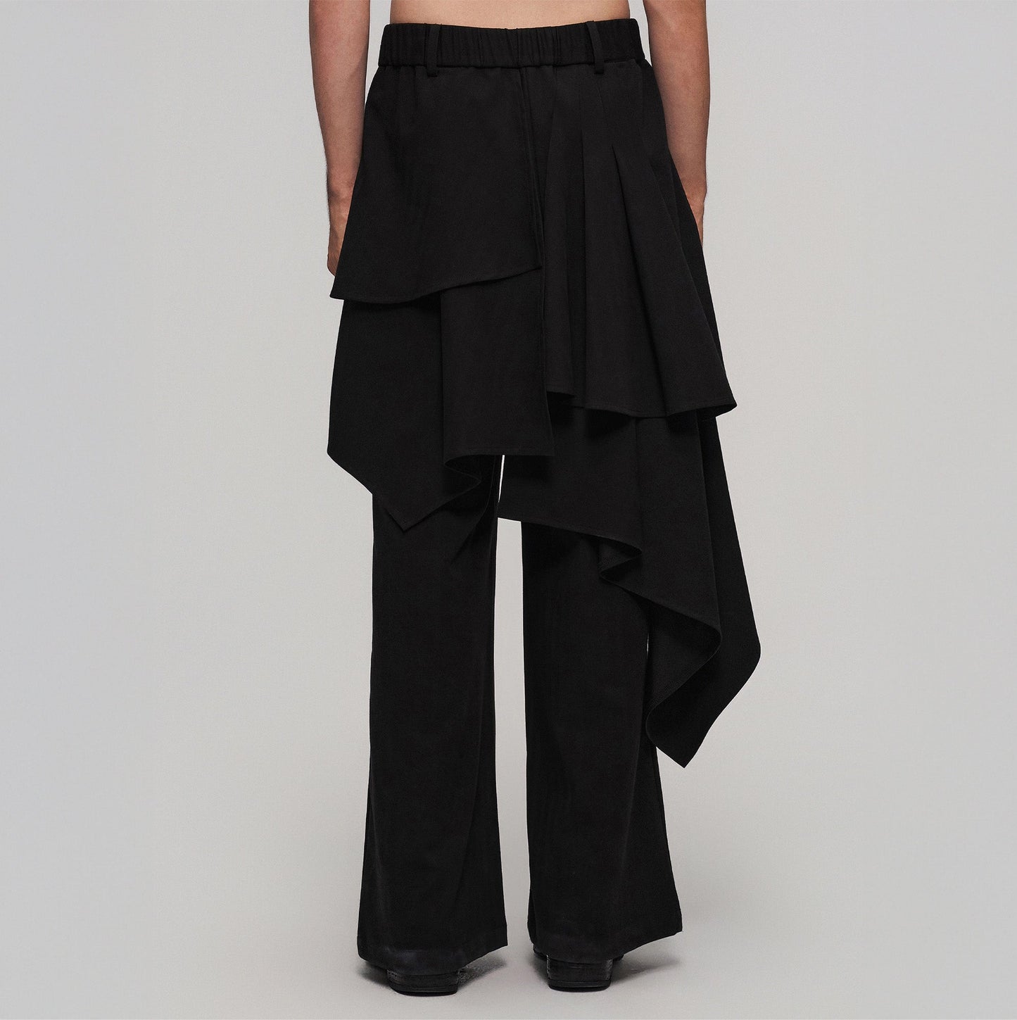 Asymmetric Layered Panel Skirt Pants