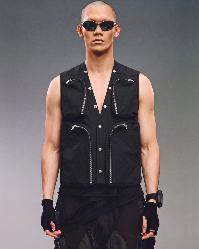 Post‑Apocalyptic Tactical Zip‑Pocket Utility Vest