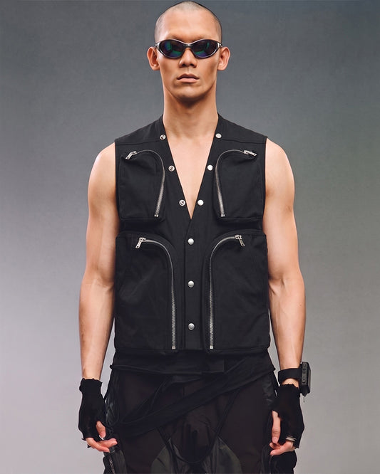 Post‑Apocalyptic Tactical Zip‑Pocket Utility Vest