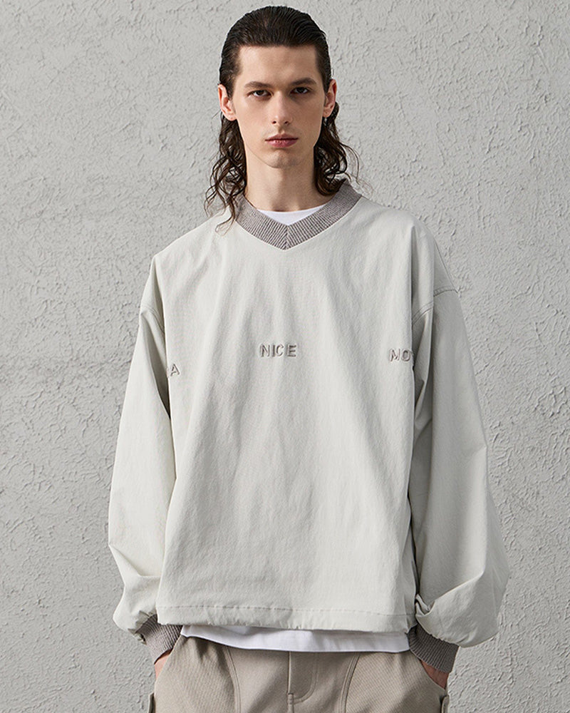 Water-Repellent Embroidered Drawstring Sweatshirt