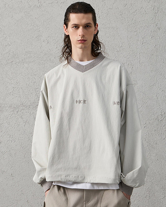 Water-Repellent Embroidered Drawstring Sweatshirt