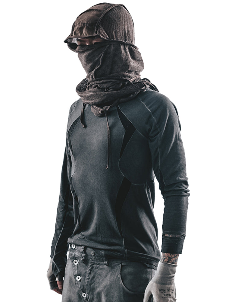 Post-Apocalyptic Mesh-Panelled Tactical Long-Sleeve Tee