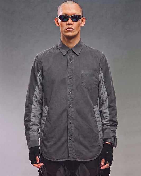 Wasteland Distressed Paneled Long Sleeve Shirt
