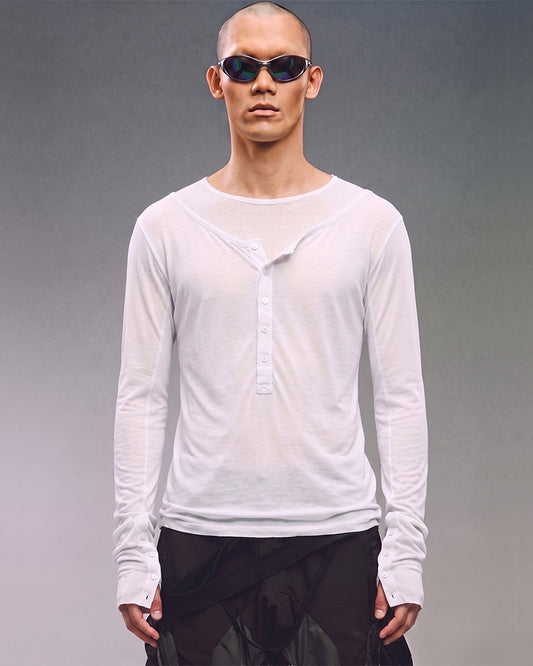 Dystopian Double-Layer Button Long Sleeve Top