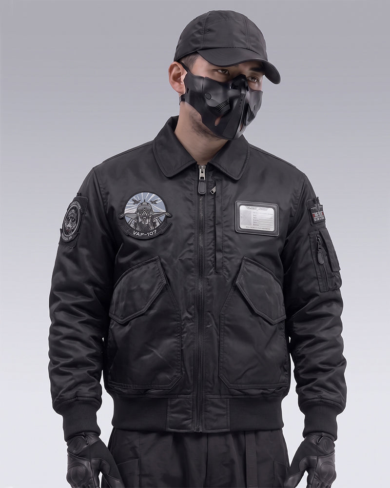 Futuristic Tactical Embroidered Patch Bomber Jacket