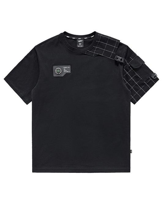 Functional Plaid Patchwork Techwear T-Shirt