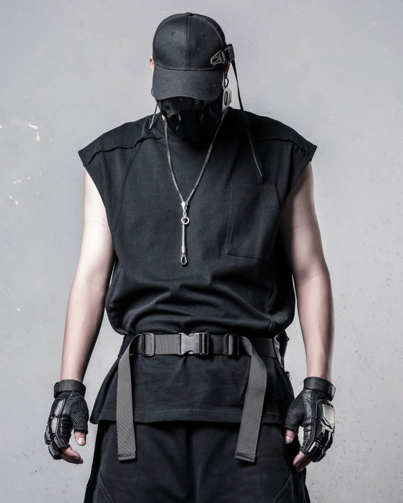 Functional Techwear Patchwork Sleeveless T-Shirt