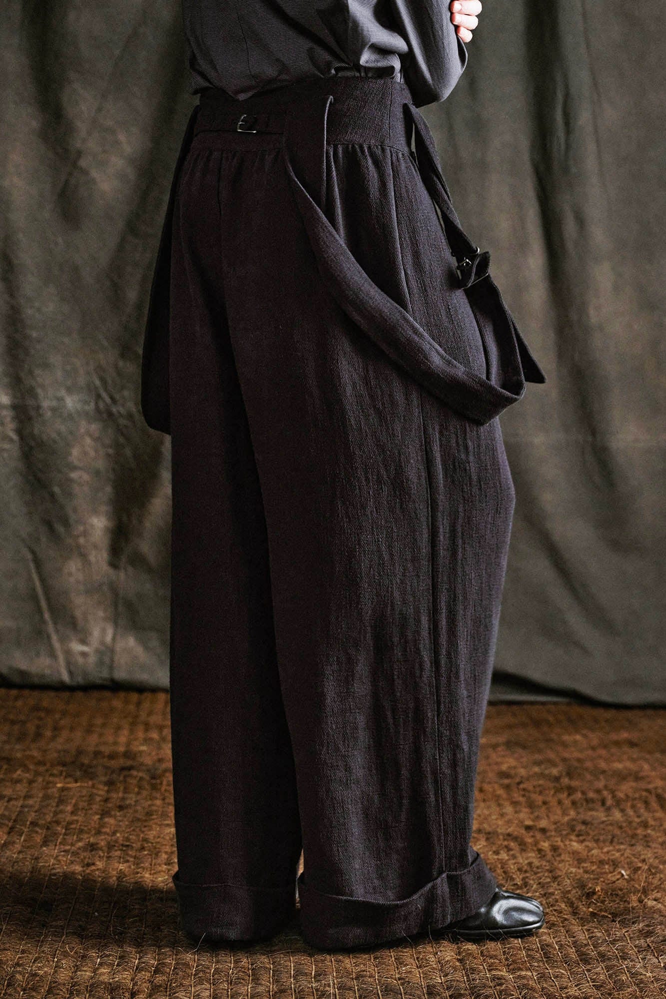 Buttoned High-Waist Wide-Leg Overalls