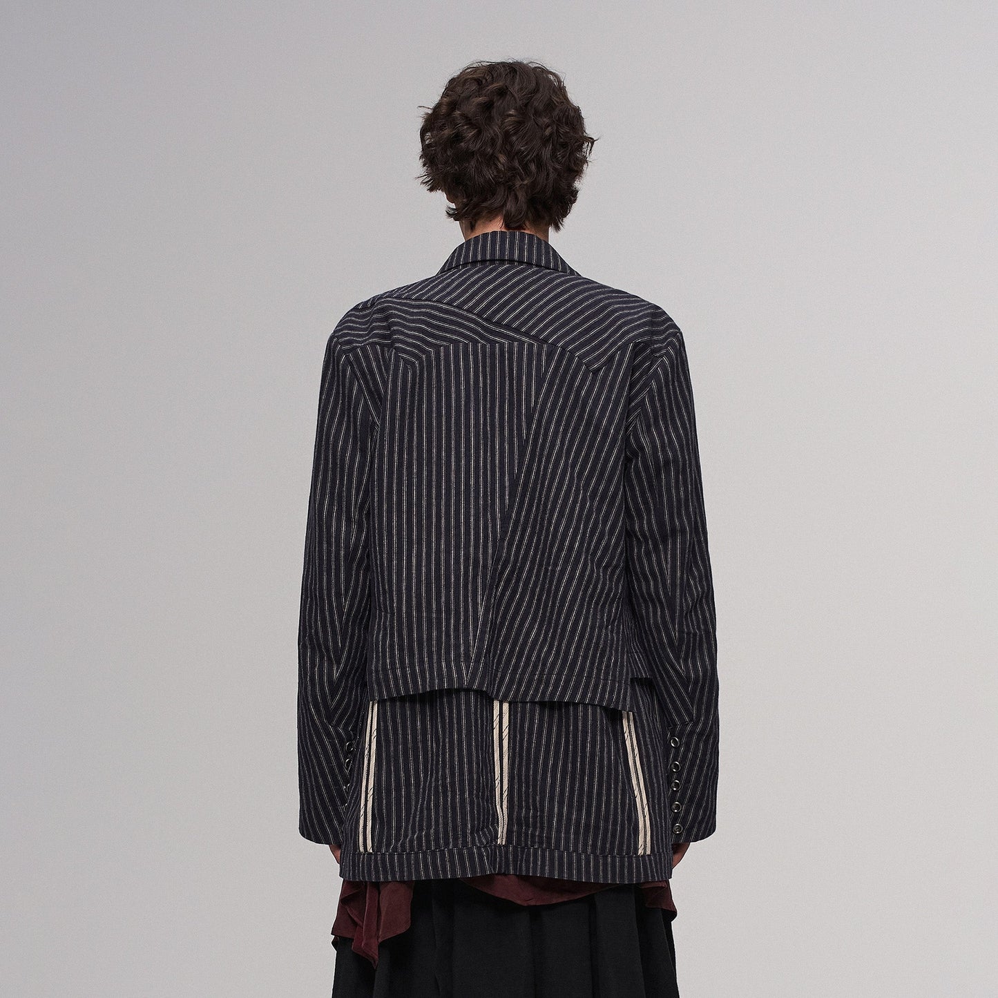 Deconstructed Stripe Panel Layered Jacket
