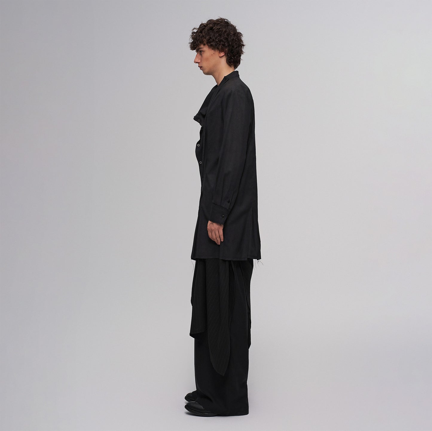 Asym Draped Raw-Edged Shirt