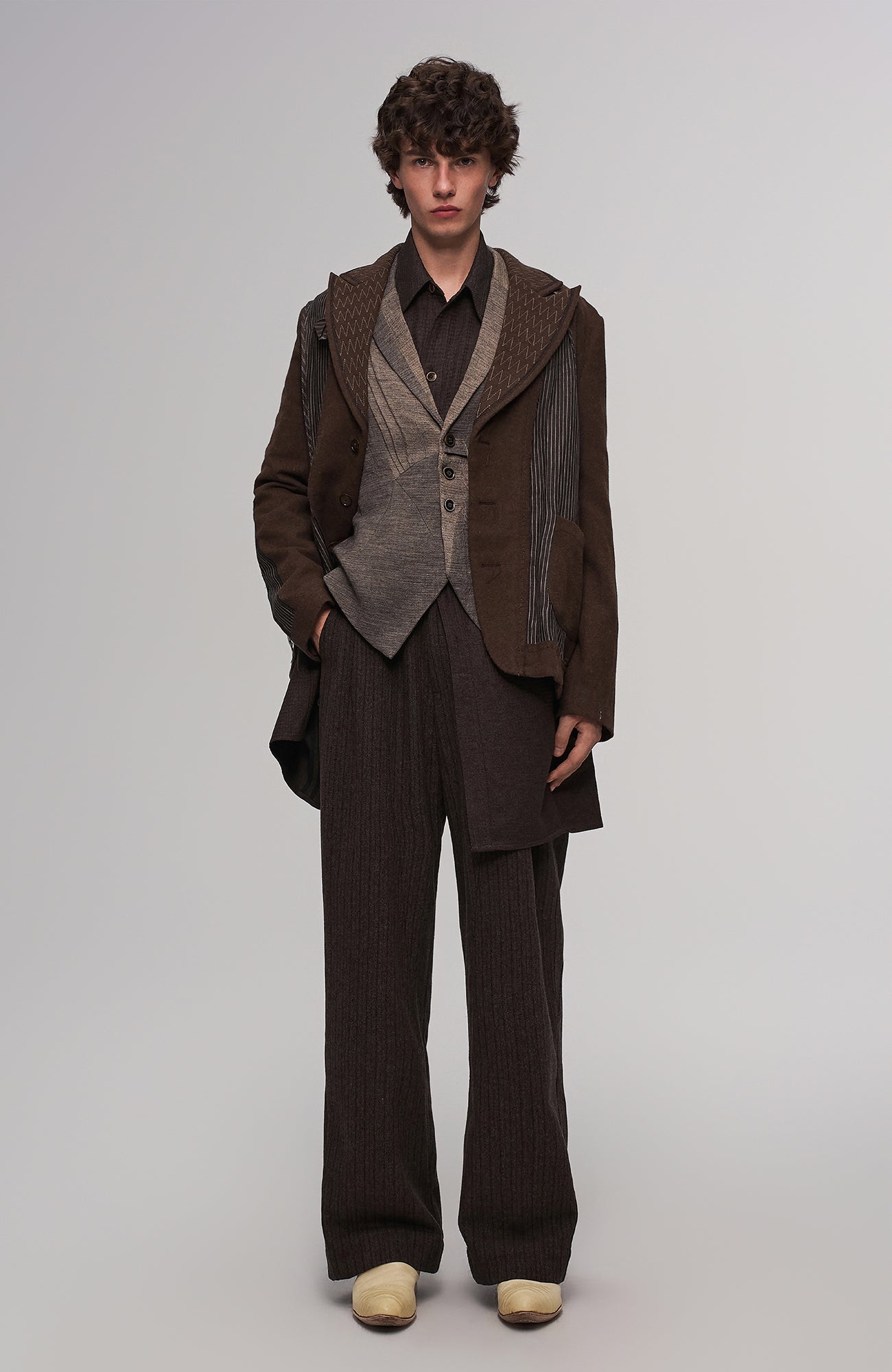 Deconstructed Paneled Belted Vest