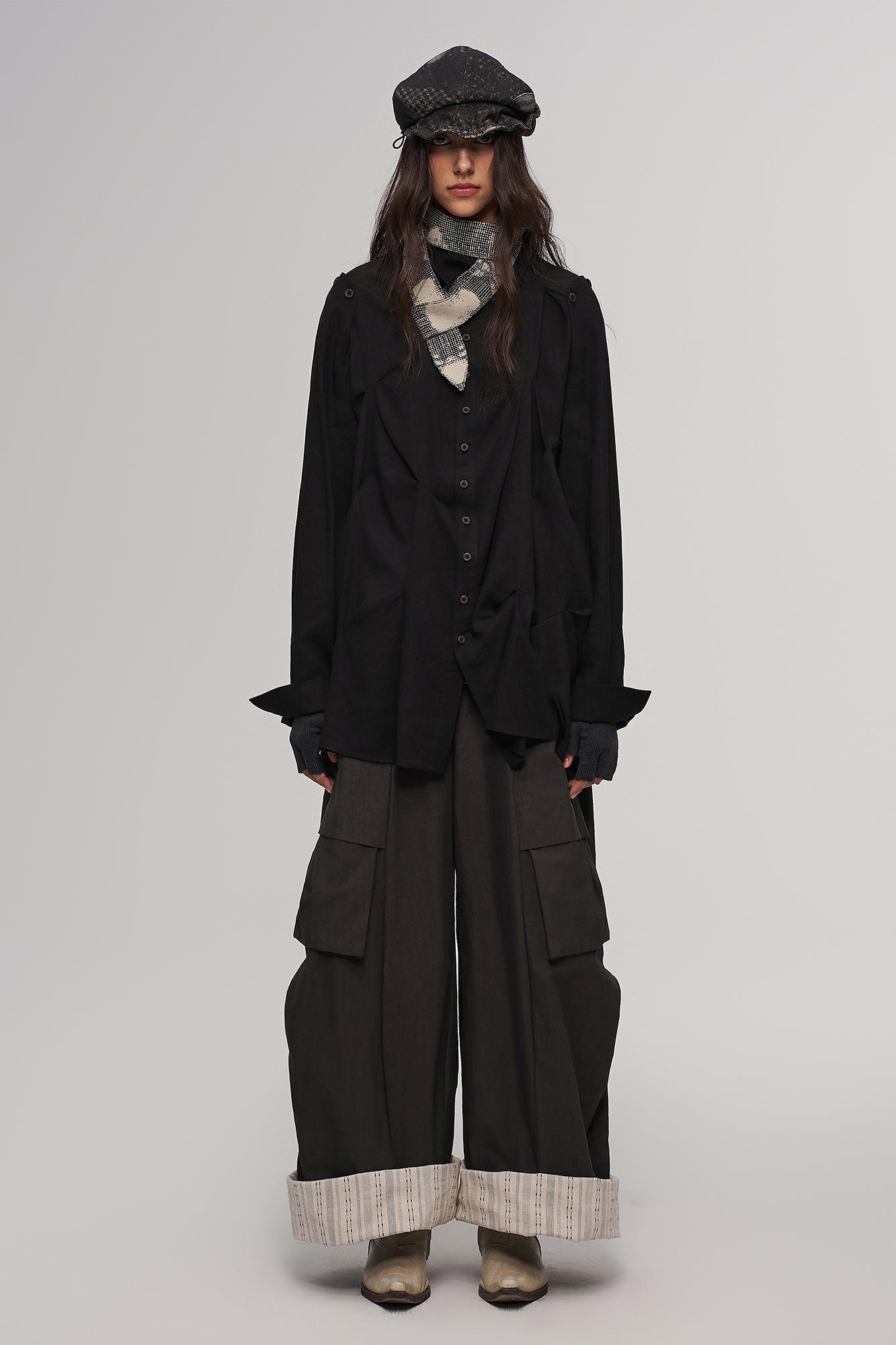 Deconstructed Houndstooth Newsboy Cap