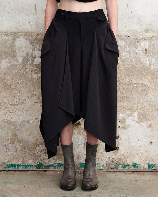 Deconstructed Drape-Panel Shorts