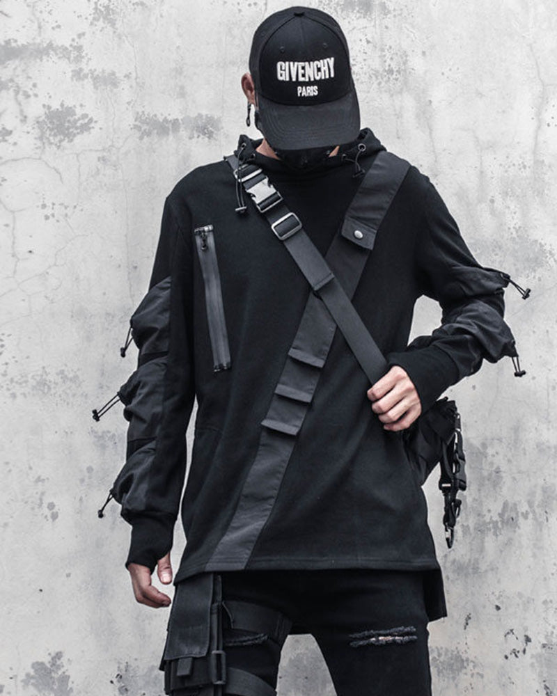 Japanese Techwear Multi-Pocket Drawstring Hoodie