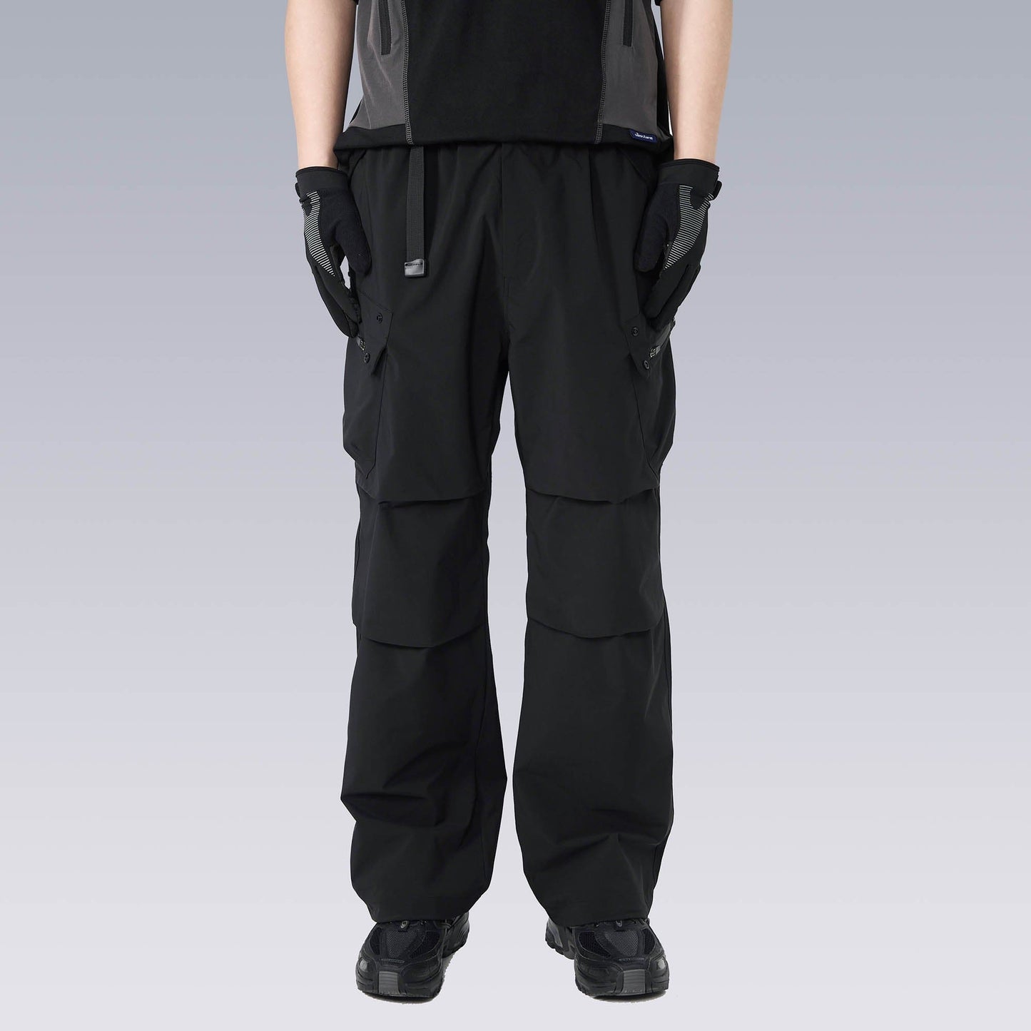 Multi-Pocket Drawstring Crinkled Pants