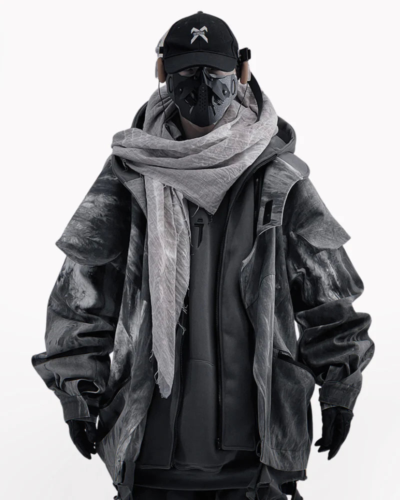 Wasteland Wear Torn Hem Fake Two-piece Unisex Jacket