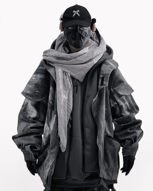 Wasteland Wear Torn Hem Fake Two-piece Unisex Jacket