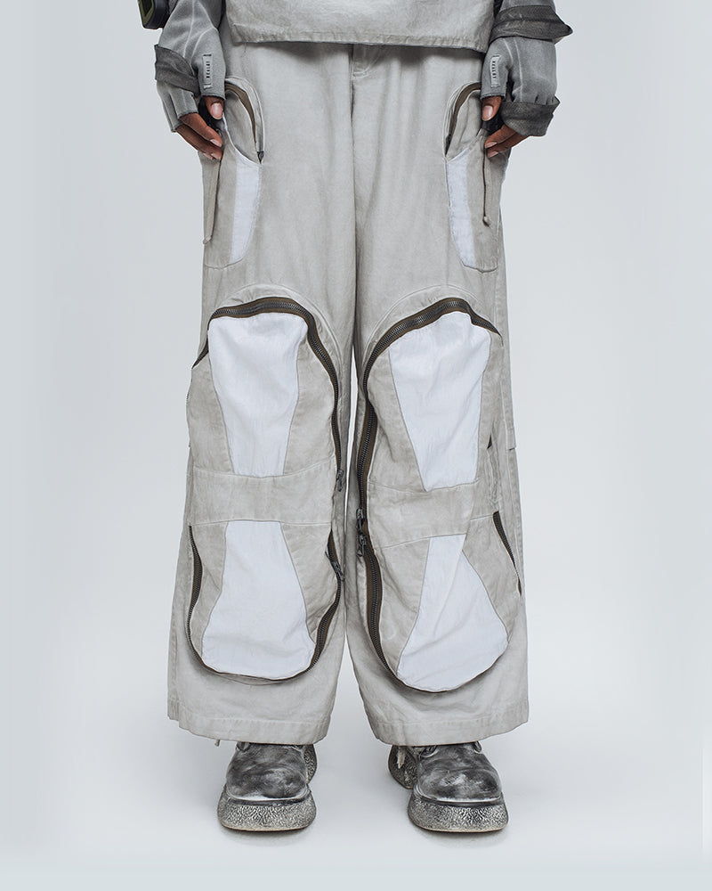 Post-Apocalyptic Multi-Pocket Patchwork Cargo Pants