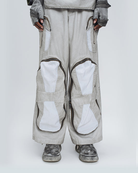 Post-Apocalyptic Multi-Pocket Patchwork Cargo Pants