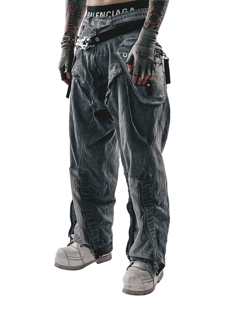 Wasteland Multi-Pocket Wide-Leg Cargo Pants