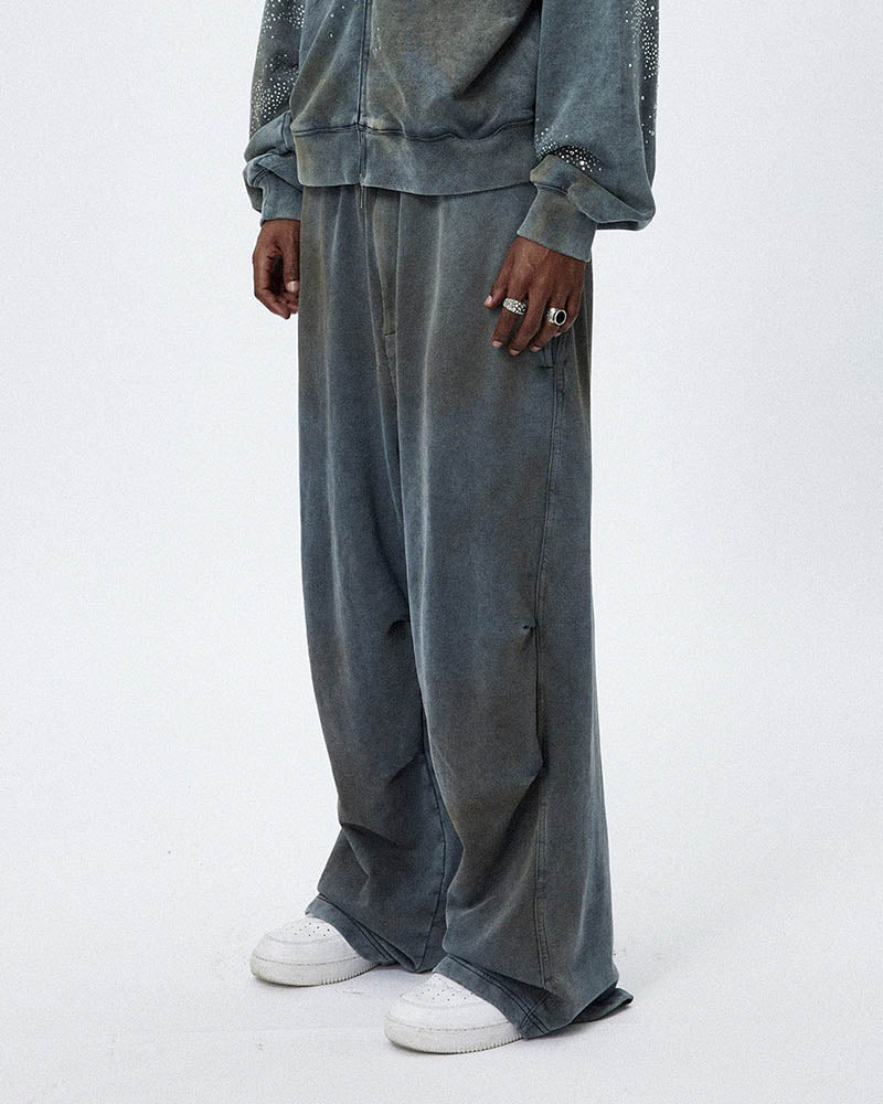 Distressed Crinkled Baggy Sweatpants