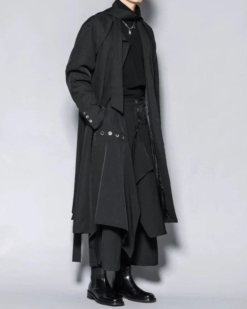 Modern Japanese Style Scarf Collar Long Coat