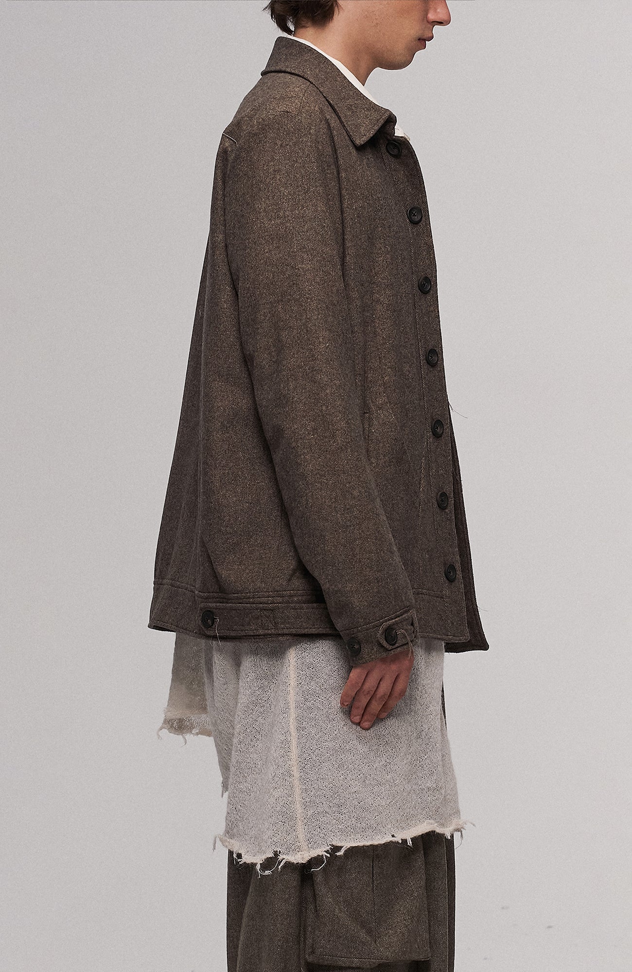 Deconstructed Arc Panel Wool Blend Jacket