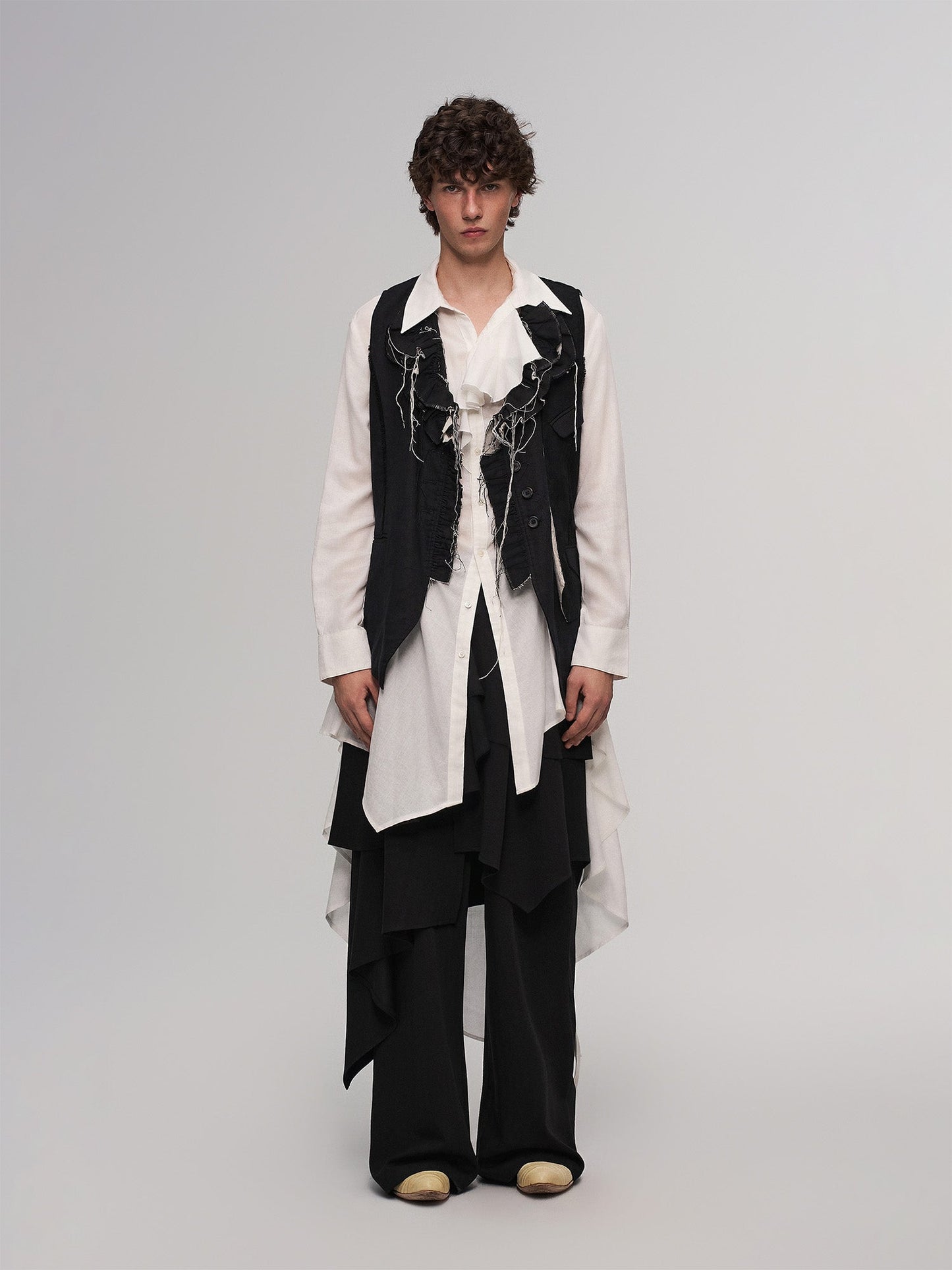 Asymmetric Layered Panel Skirt Pants