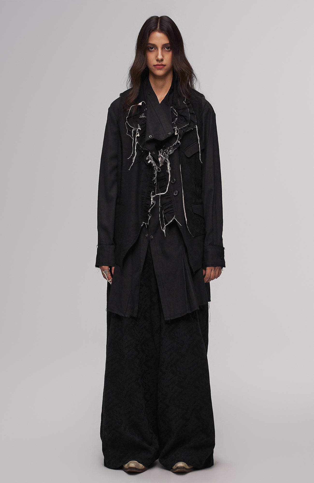 Asym Draped Raw-Edged Shirt