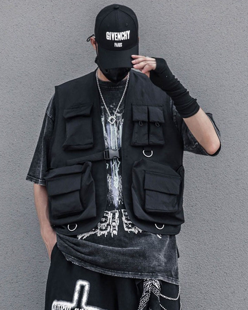 Multi-Pocket Streetwear Cargo Utility Vest
