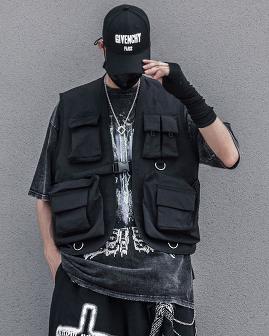 Multi-Pocket Streetwear Cargo Utility Vest