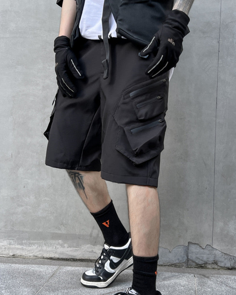 Functional Multi-Pocket Belt Cargo Shorts