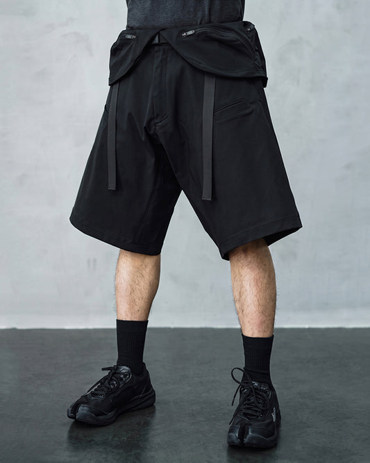 Apron-Panel Water-Repellent Techwear Cargo Shorts