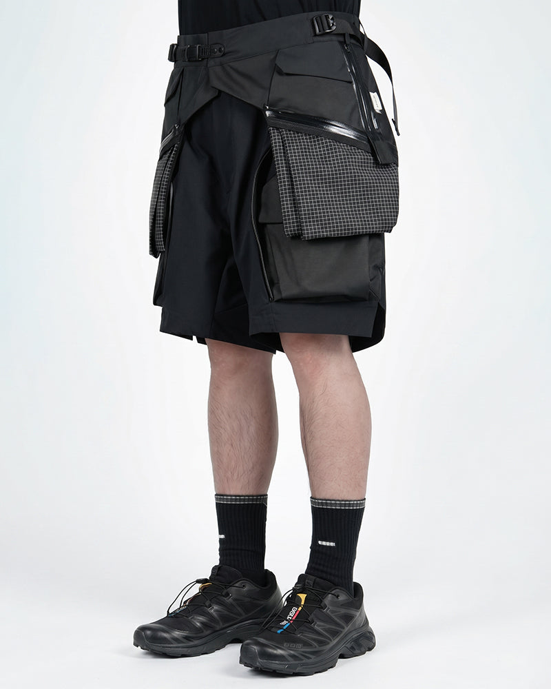 Avant-Garde Layered Six-Pocket Water-Repellent Outdoor Apron Pants
