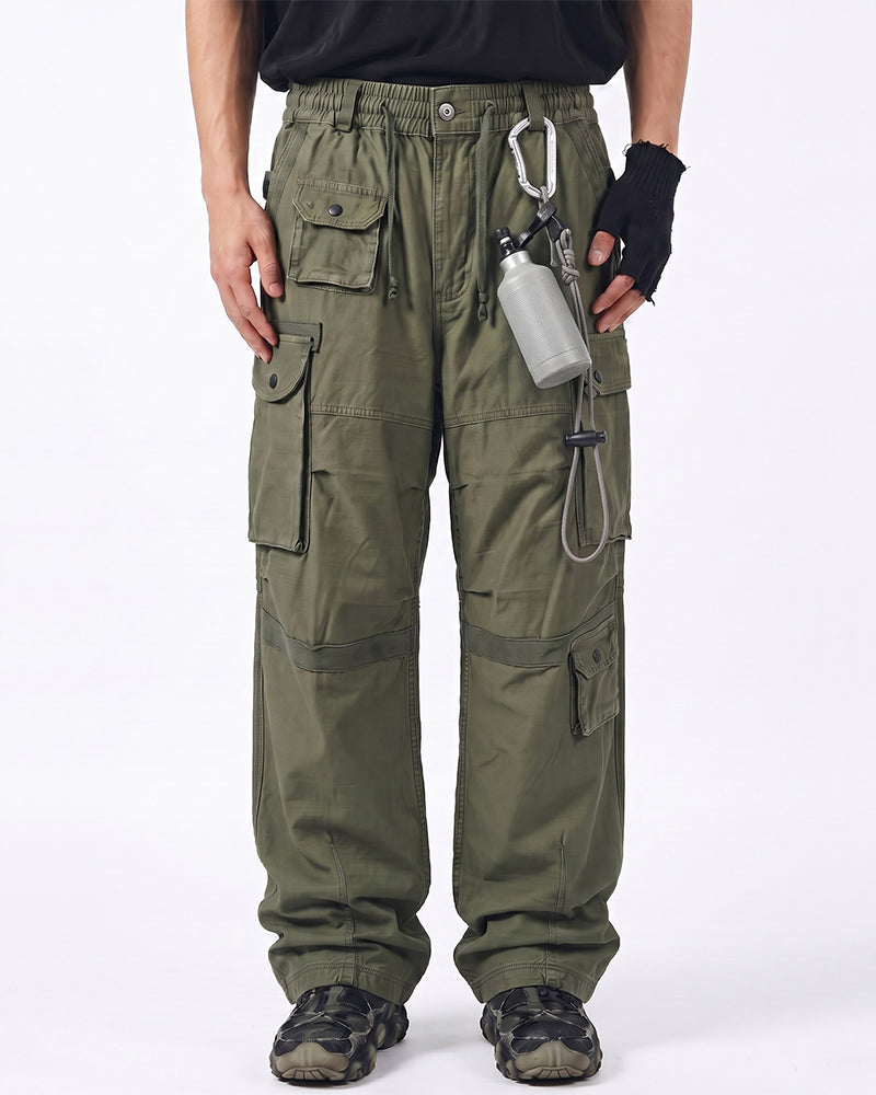 Distressed Vintage Multi‑Pocket Cargo Pants