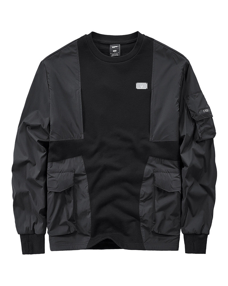 Techwear Functional Patchwork Pullover Sweatshirt