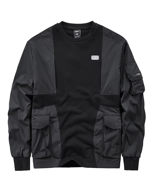 Techwear Functional Patchwork Pullover Sweatshirt